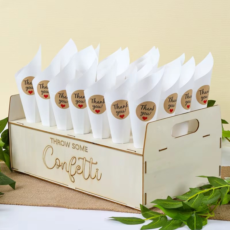 Wedding Tray Confetti Cone Stand Box Kraft Paper Tray Rustic Wedding Decoration Wedding Confetti Cones Cones Wedding Set Supply