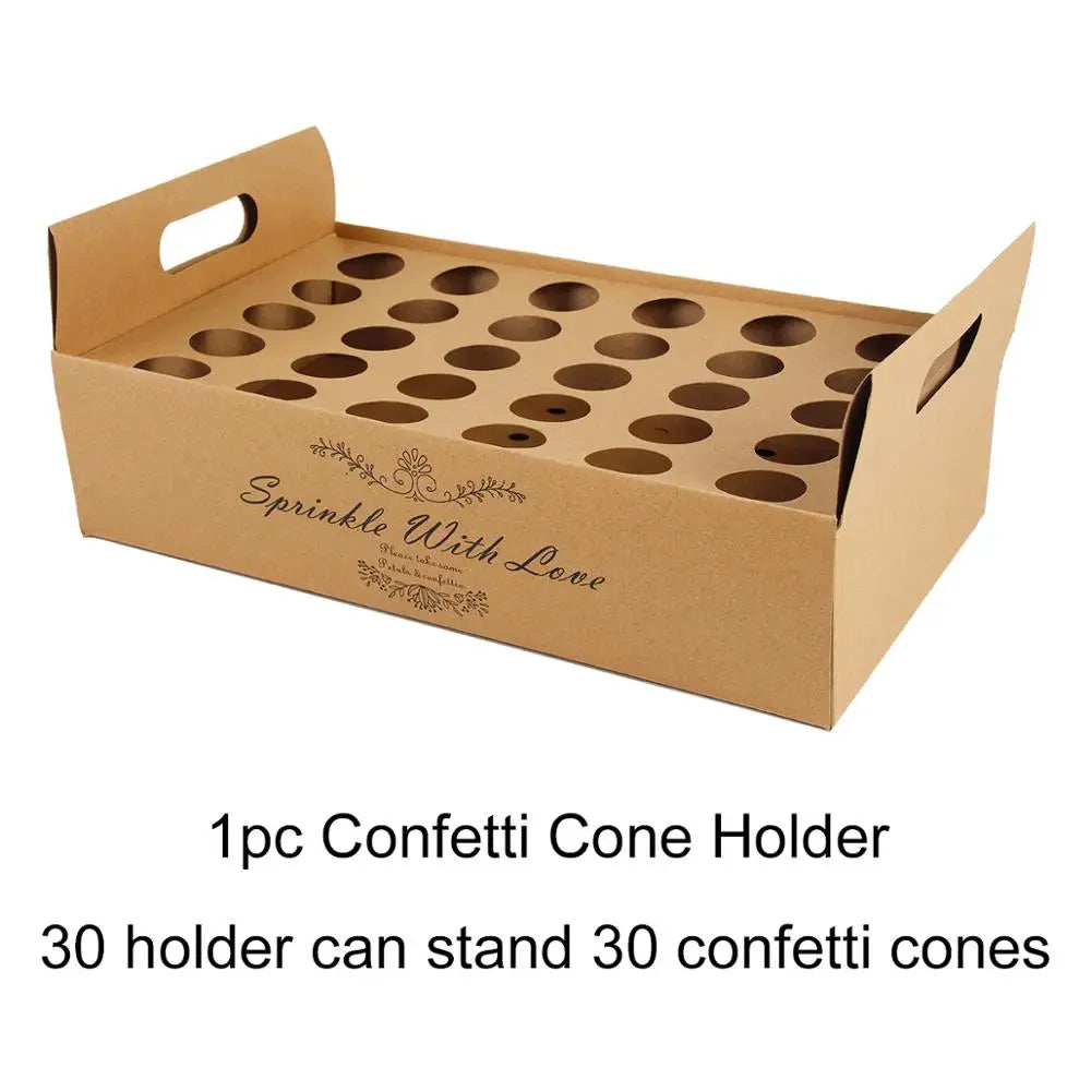 Wedding Tray Confetti Cone Stand Box Kraft Paper Tray Rustic Wedding Decoration Wedding Confetti Cones Cones Wedding Set Supply