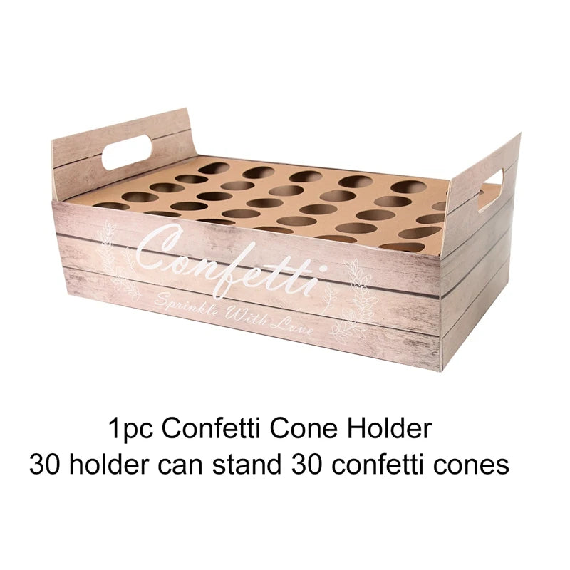 Wedding Tray Confetti Cone Stand Box Kraft Paper Tray Rustic Wedding Decoration Wedding Confetti Cones Cones Wedding Set Supply
