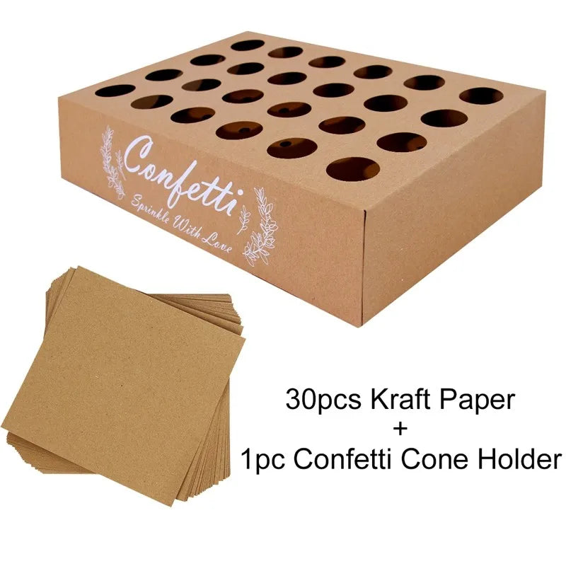 Wedding Tray Confetti Cone Stand Box Kraft Paper Tray Rustic Wedding Decoration Wedding Confetti Cones Cones Wedding Set Supply