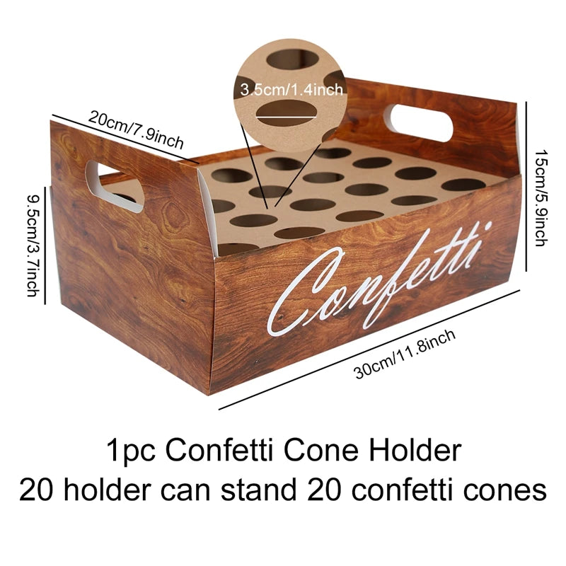 Wedding Tray Confetti Cone Stand Box Kraft Paper Tray Rustic Wedding Decoration Wedding Confetti Cones Cones Wedding Set Supply