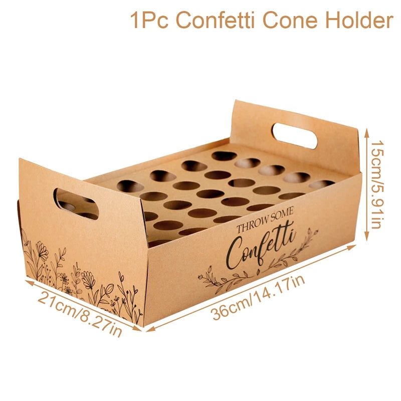 Wedding Tray Confetti Cone Stand Box Kraft Paper Tray Rustic Wedding Decoration Wedding Confetti Cones Cones Wedding Set Supply