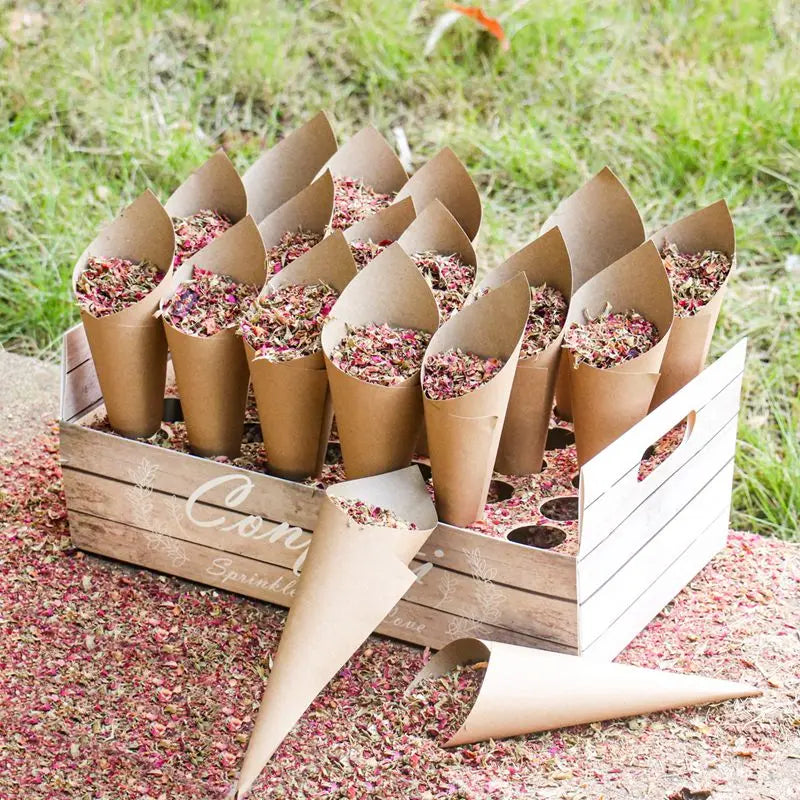 Wedding Tray Confetti Cone Stand Box Kraft Paper Tray Rustic Wedding Decoration Wedding Confetti Cones Cones Wedding Set Supply