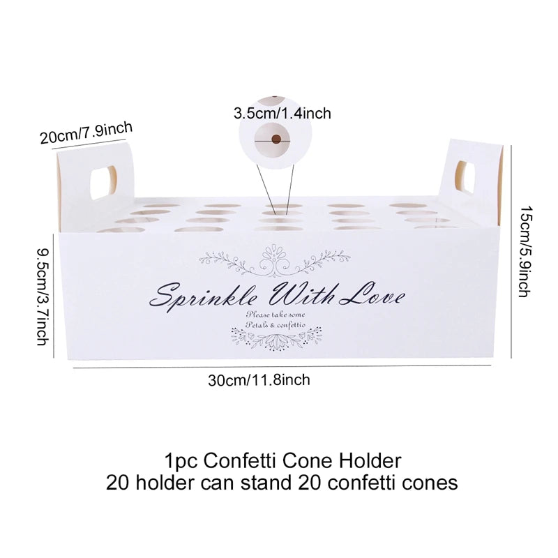 Wedding Tray Confetti Cone Stand Box Kraft Paper Tray Rustic Wedding Decoration Wedding Confetti Cones Cones Wedding Set Supply