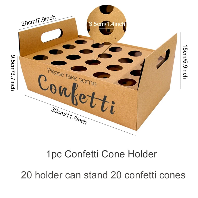 Wedding Tray Confetti Cone Stand Box Kraft Paper Tray Rustic Wedding Decoration Wedding Confetti Cones Cones Wedding Set Supply