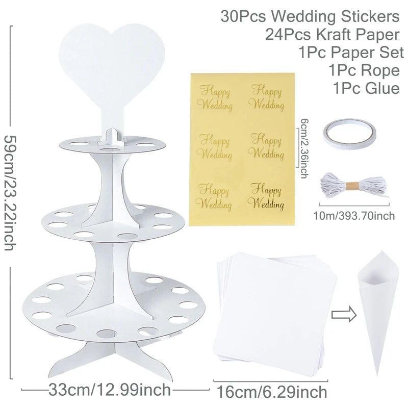 Wedding Tray Confetti Cone Stand Box Kraft Paper Tray Rustic Wedding Decoration Wedding Confetti Cones Cones Wedding Set Supply