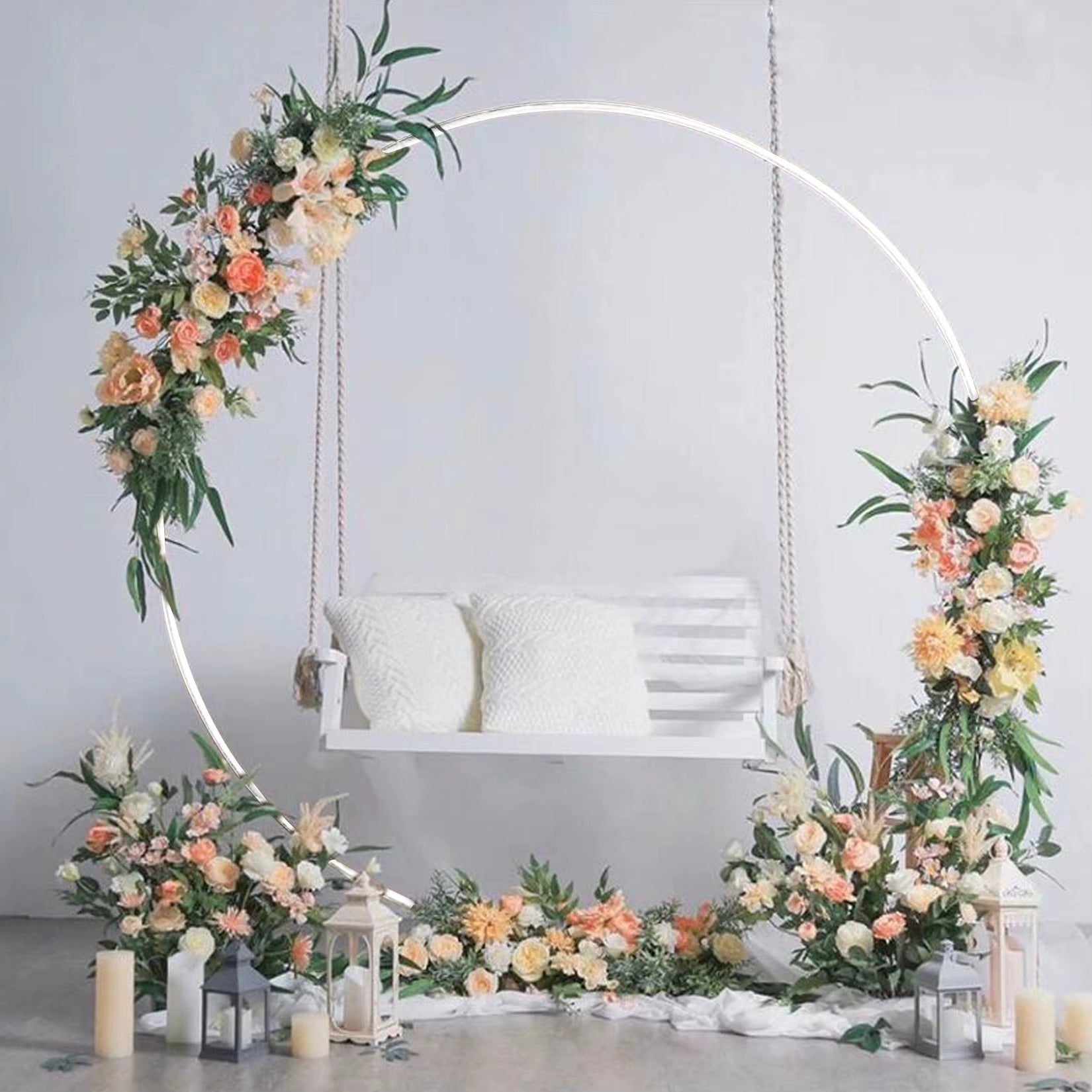 Elegant Large Round Metal Arch Backdrop Stand for Weddings - Perfect for Balloons and Flowers